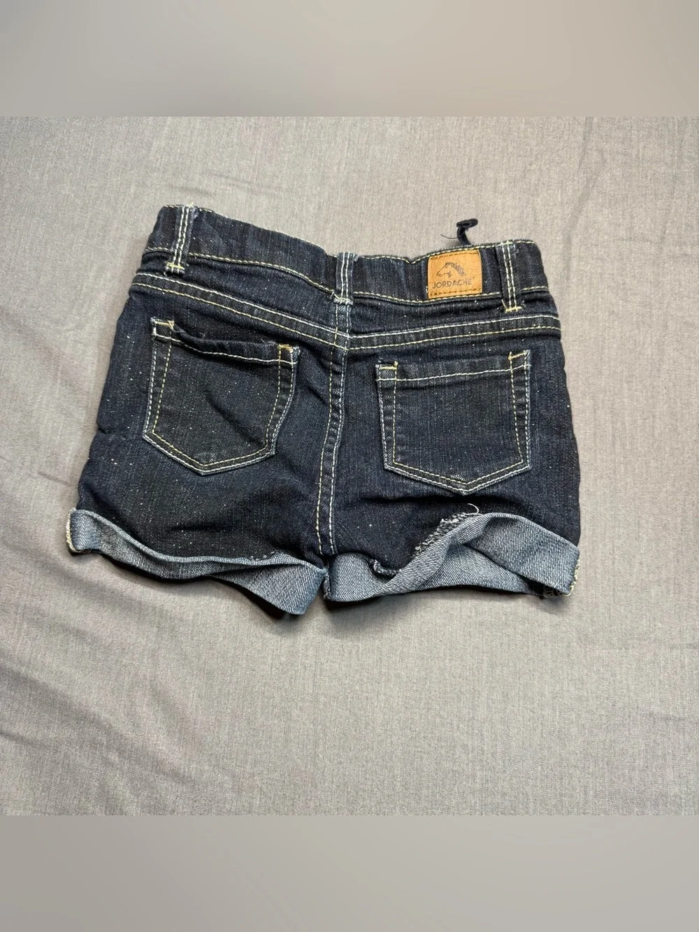 Jordache Dark Blue Sparkly Denim Cuffed Shorts